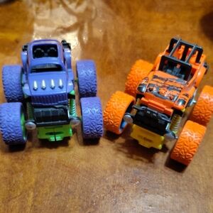 Purple and Orange Monster Truck Toy Cars for Kids - Set of 2